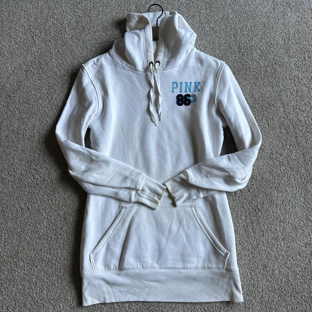 Vintage - Victoria’s Secret PINK Tunic Embroidered Logo Hoodie Just Visiting -XS